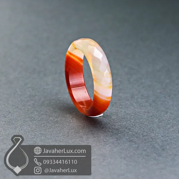 حلقه سنگی عقیق سلیمانی تراش جواهری مدل فونیکس _ کد : 400952