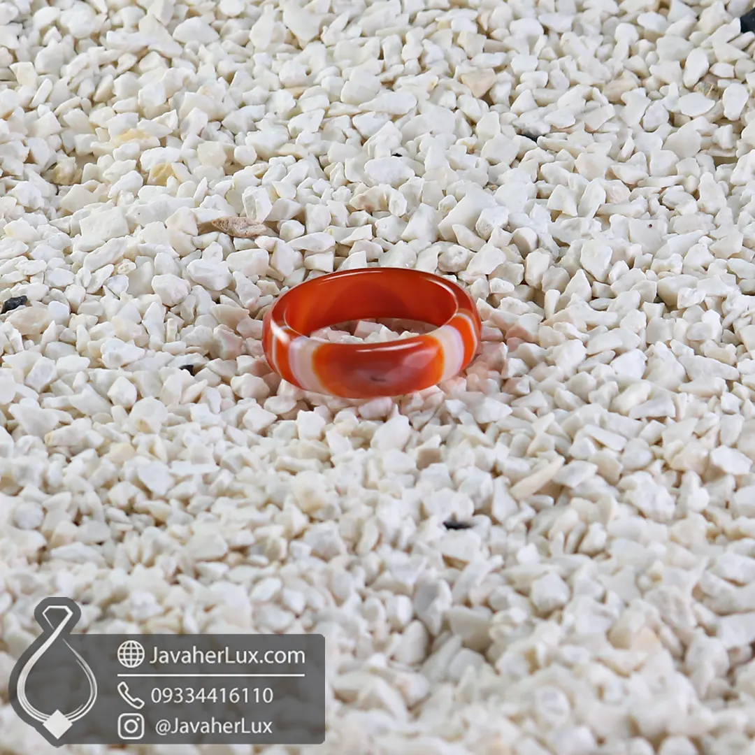 حلقه سنگی عقیق سلیمانی تراش جواهری مدل ققنوس _ کد : 400954 - جواهر لوکس - javaherlux.com