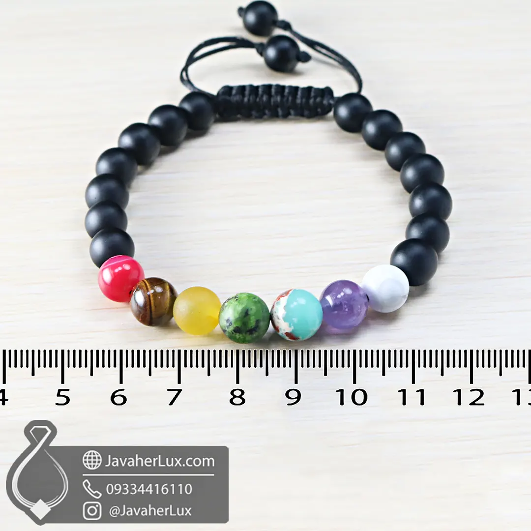 دستبند هفت سنگ چاکرا بافت مدل پرانا _ کد : 400957- جواهر لوکس - Javaherlux.com - seven chakra stone bracelet