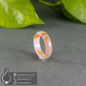 banded-agate-gemstone-ring-400989-javaherlux.com-حلقه سنگی عقیق سلیمانی سفید نارنجی جواهرلوکس