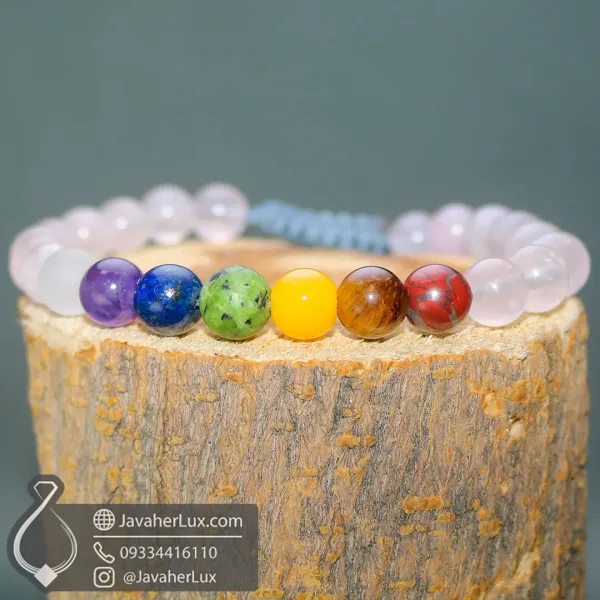 seven-chakra-stone-bracelet-400991-دستبند هفت سنگ چاکرا مدل کندالینی جواهر لوکس-javaherlux.com