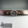 دستبند چرم طبیعی با نگین سنگ دُر (کریستال کوارتز) حکاکی علی ولی الله _ کد 401037