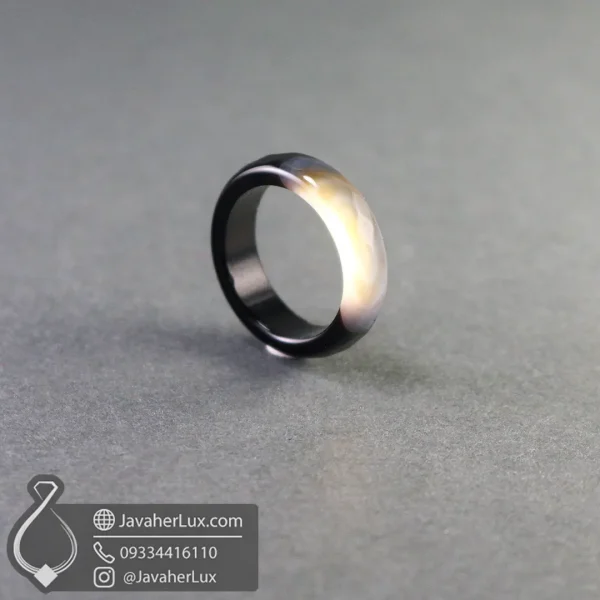 onyx-stone-ring-401048-javaherlux.com-حلقه سنگی اونیکس سیاه و سفید تراش دار جواهرلوکس