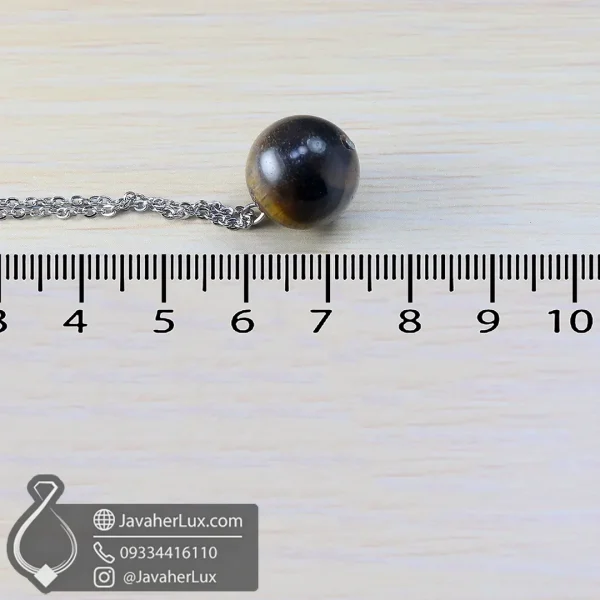 tiger-eye-sphere-necklace-401045-Javaherlux.com-گردنبند کروی سنگ چشم ببر اصل و طبیعی جواهرلوکس