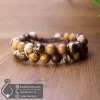 zebra-jasper-and-wooden-jasper-bracelet-401043-دستبند سنگ زبرا جاسپر قهوه‌ای و جاسپر چوبی مدل دورج بافت جواهرلوکس