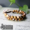 zebra-jasper-and-wooden-jasper-bracelet-401043-دستبند سنگ زبرا جاسپر قهوه‌ای و جاسپر چوبی مدل دورج بافت جواهرلوکس