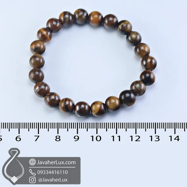 elastic-bracelet-tigers-eye-gemstone-401055-javaherlux.com-دستبند کشی چشم ببر جواهرلوکس سایز 8