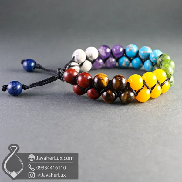 seven-chakra-healing-bracelet-401056-javaherlux.com-دستبند سنگ هفت چاکرا دوبل جواهرلوکس مدل شمن