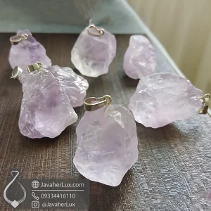 گردنبند سنگ آمتیست راف طبیعی درشت و زیبا _ کد 401059 - جواهرلوکس