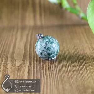 tree-agate-sphere-stone-ball-necklace-pendant-401100-javaherlux.com-گردنبند سنگی عقیق خزه مدل سیاره اورانوس جواهرلوکس